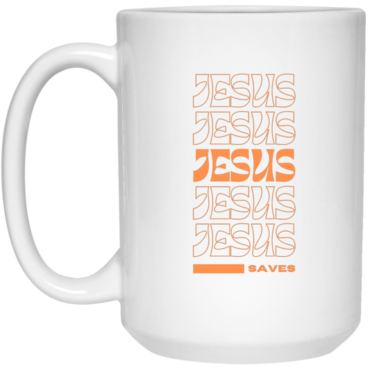 Jesus Saves 15 oz. White Mug